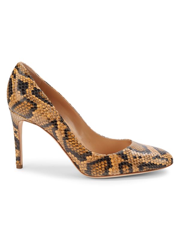 Sergio Rossi Snakeskin Print Embossed Leather Pumps